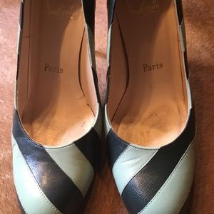 Dark Green/Mint Stripe Christian Louboutin Heels